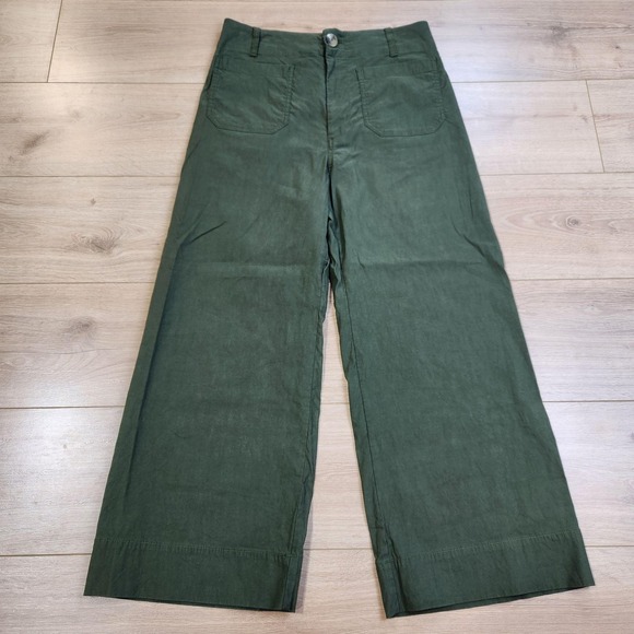 Maeve by Anthropologie Pants - Maeve Pants Womens 30 Green The Colette Twill Wide Leg Relaxed Chino Stretch